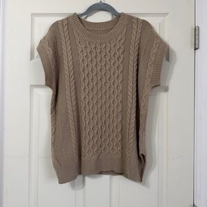 Sleeveless Cable Knit Sweater Vest - Taupe